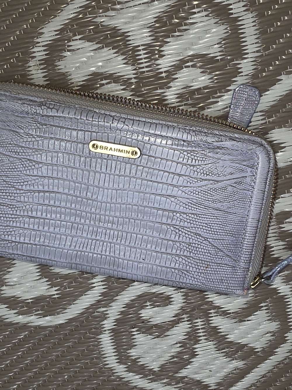 Brahmin Lavender Croc-Embossed Zip Wallet